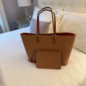 Christian Louboutin  Calfskin Spikes East West Cabata Tote Nude